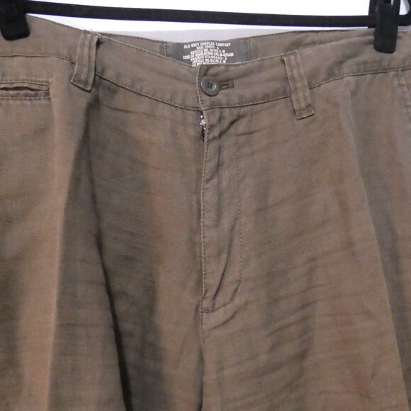 Y2K | OLD NAVY - Surplus Co | 36 X 30 | Classic Brown Linen Straight Leg Pants - Picture 4 of 16